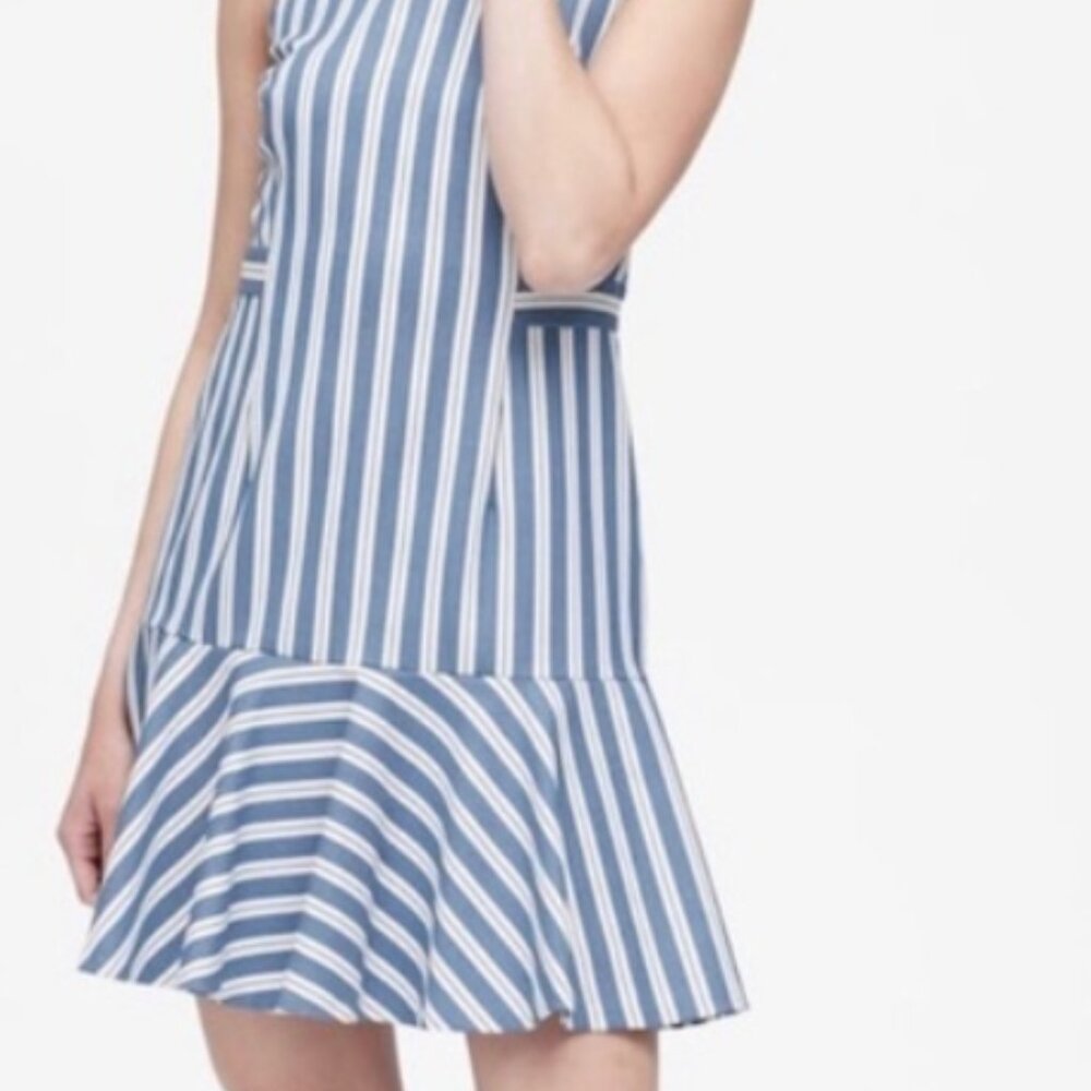 Banana Republic Stripe Flounce-Hem Dress, Size 8